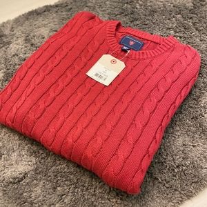 NWT Saddlebred Red Crew Cable Sweater Men's M